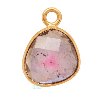 Rose Cut Watermelon Tourmaline Charm in Gold