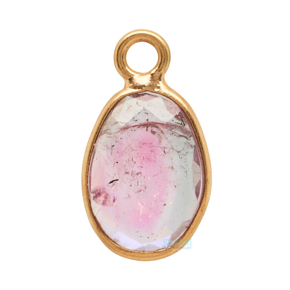 Rose Cut Watermelon Tourmaline Charm in Gold