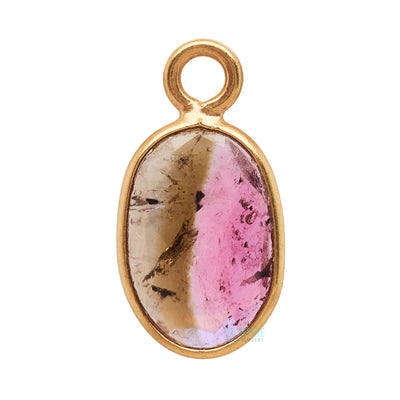 Rose Cut Watermelon Tourmaline Charm in Gold