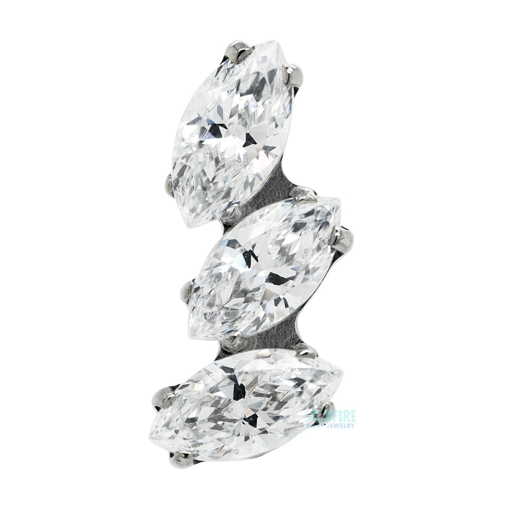 "Sprig" Marquise Fan Threaded End with Faceted Gems
