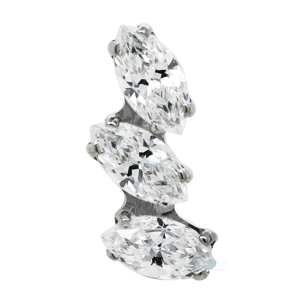 "Sprig" Marquise Fan Threaded End with Faceted Gems