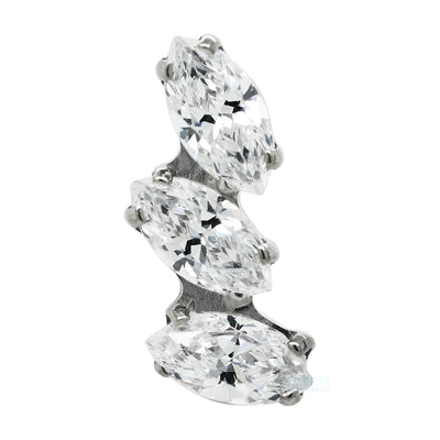 "Sprig" Marquise Fan Threaded End with Faceted Gem