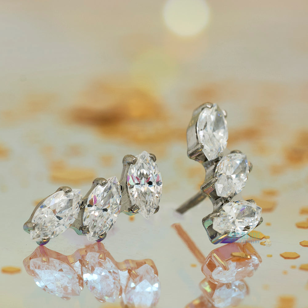 threadless: "Sprig" Marquise Fan with Faceted Gem End