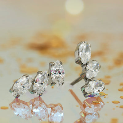 threadless: "Sprig" Marquise Fan with Faceted Gem End