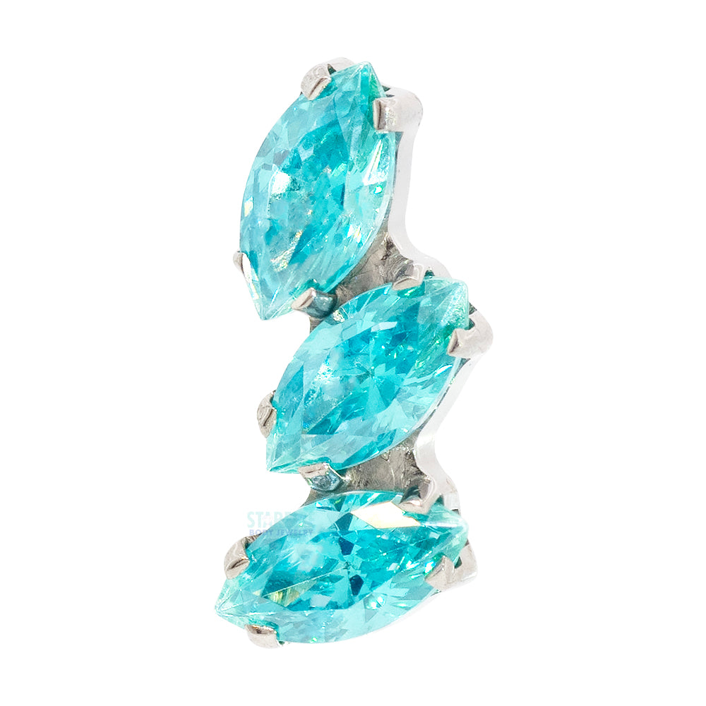 "Sprig" Marquise Fan Threaded End with Faceted Gems
