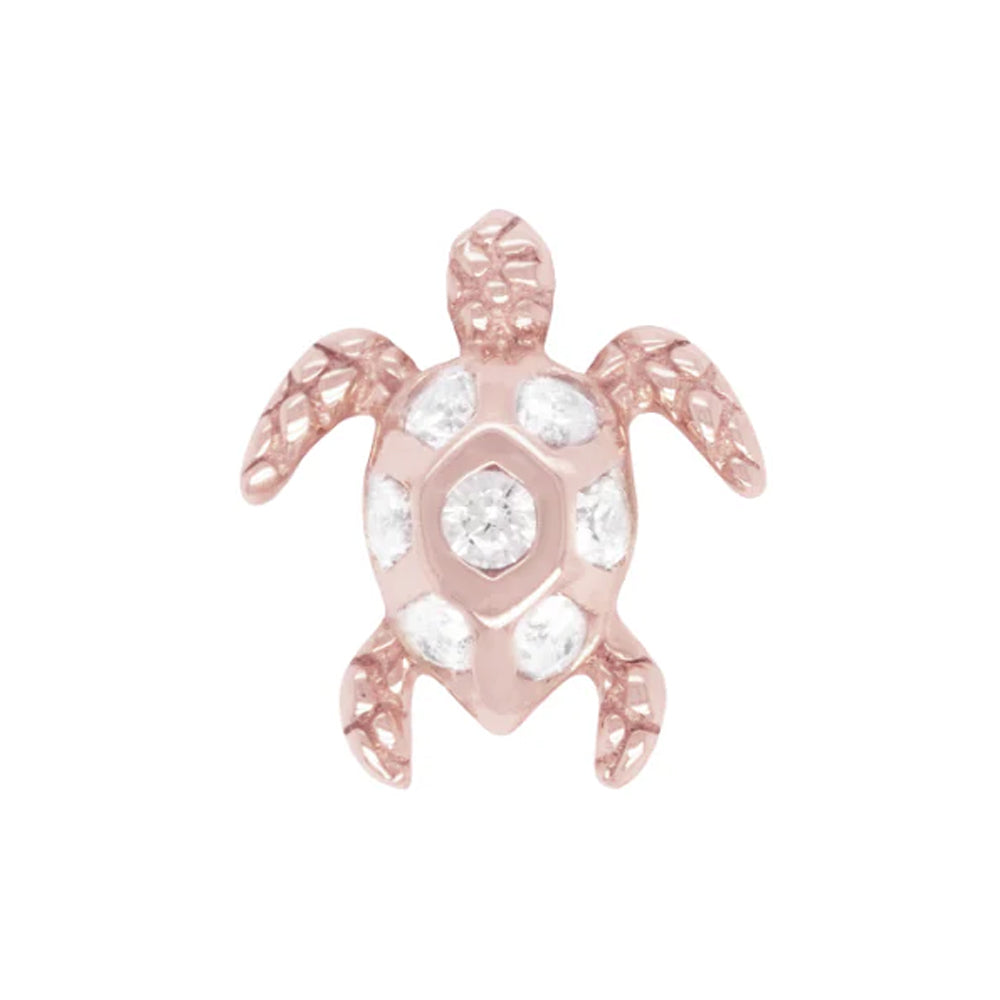 threadless: "Honu" Turtle End in Gold with White Sapphires