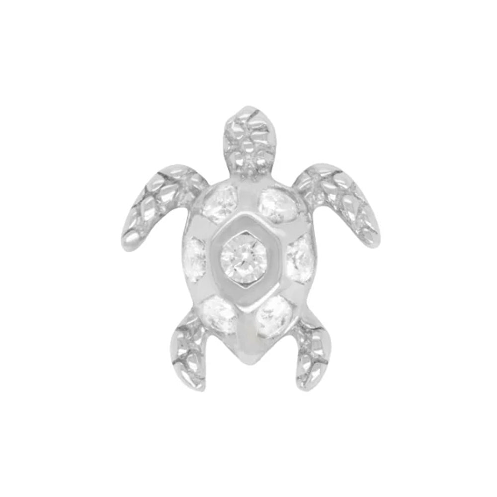 threadless: "Honu" Turtle End in Gold with White Sapphires