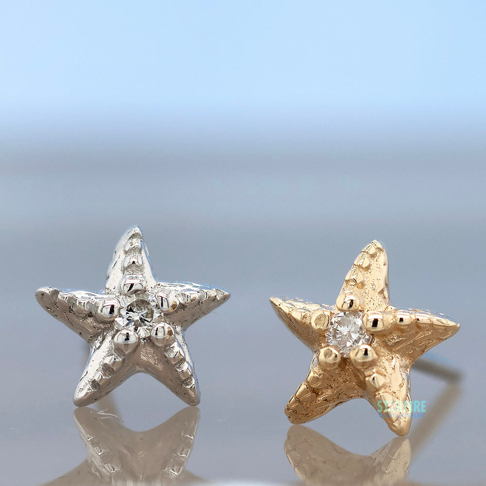 threadless: "Hoku Star" Starfish End in Gold with Diamond
