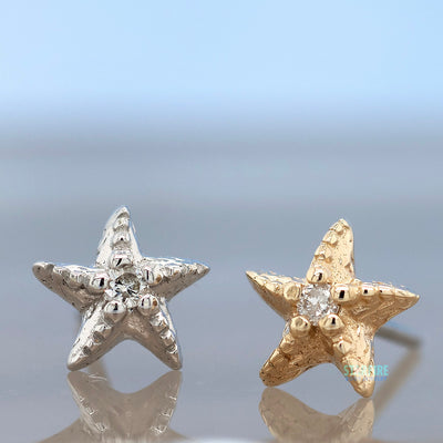 threadless: "Hoku Star" Starfish End in Gold with Diamond