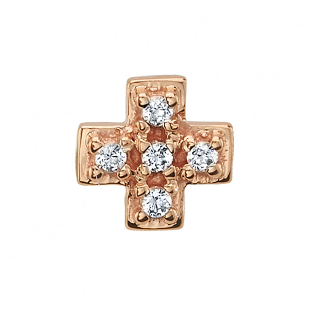 "Claire" Threaded End in Gold with White CZ's