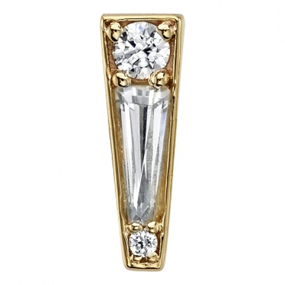 "Valerian" Threaded End in Gold with White CZ's