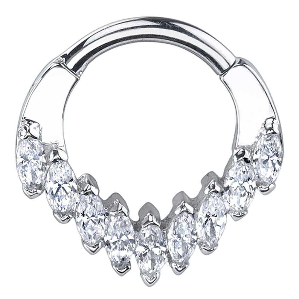 "Cascada" Hinge Ring in Gold with White CZ's
