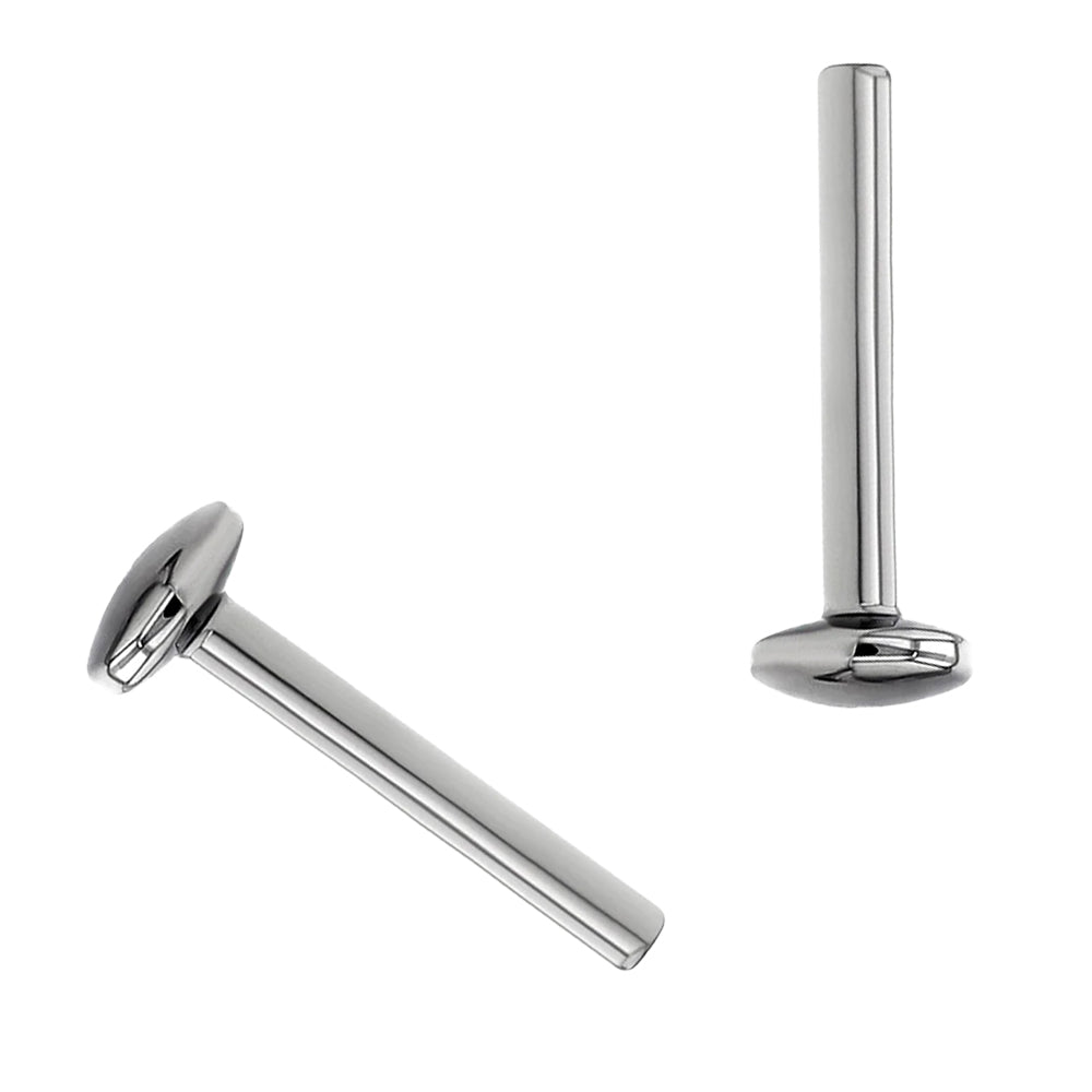 threadless: Titanium Flatback / Labret Post / Straight Barbell End with Fixed M and M