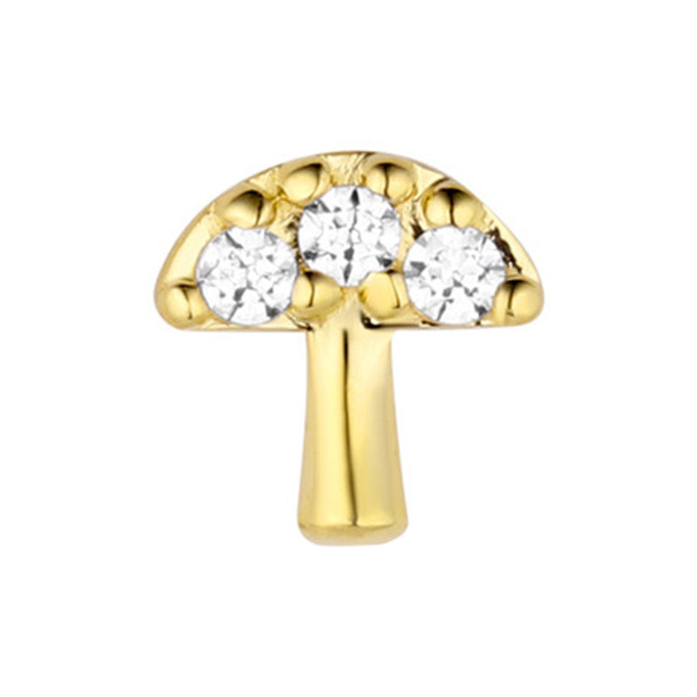 "Mycenae" with Faceted Gems Threaded End in Yellow Gold