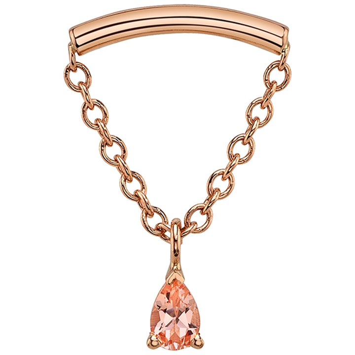 "Kendall Pear" Hidden Helix Threaded End in Gold with Chatham Champagne Sapphire