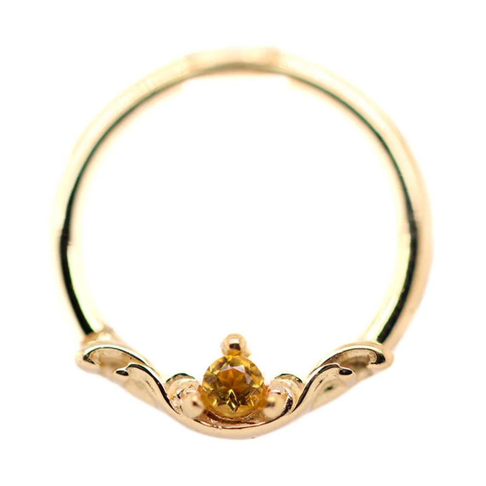 "Bishop" Seam Ring in Gold with Citrine