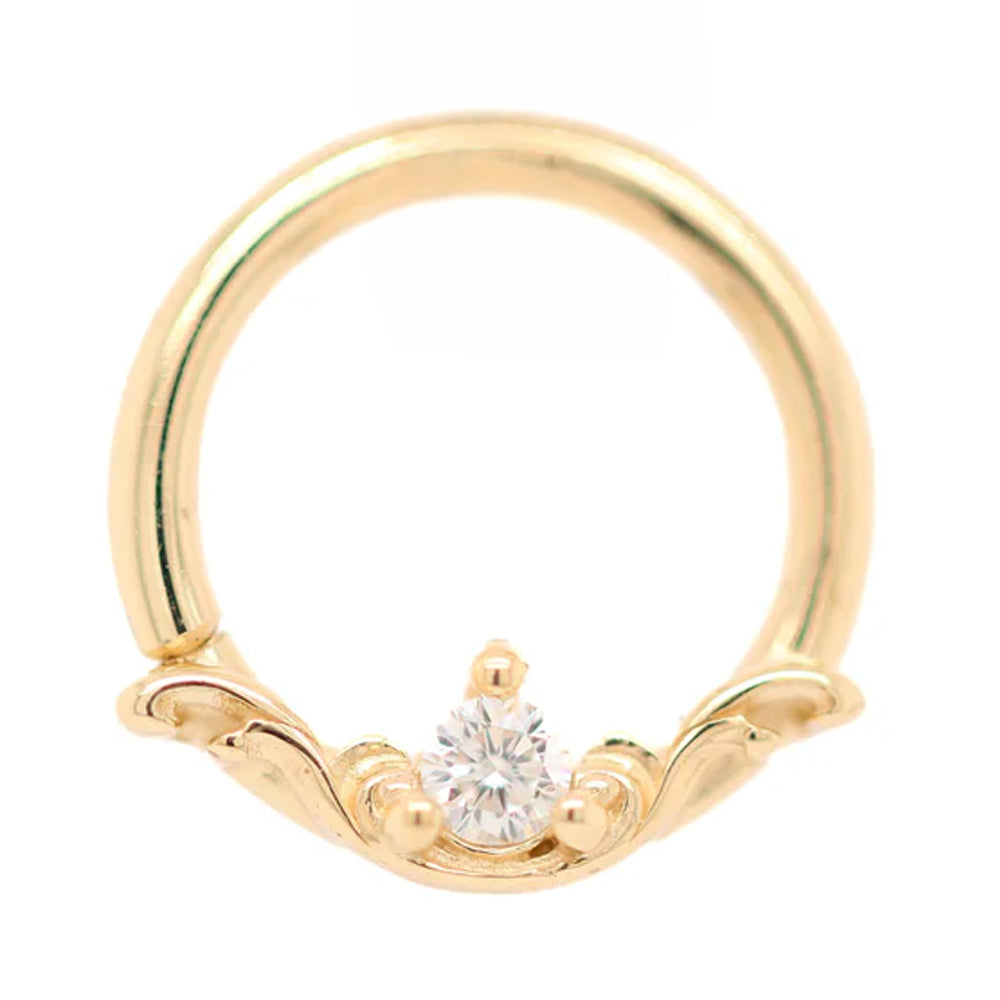 "Bishop" Seam Ring in Gold with Diamond