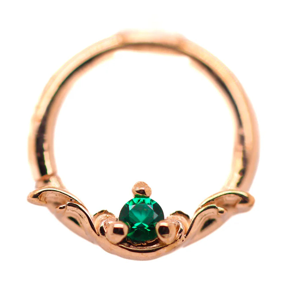 "Bishop" Seam Ring in Gold with Emerald