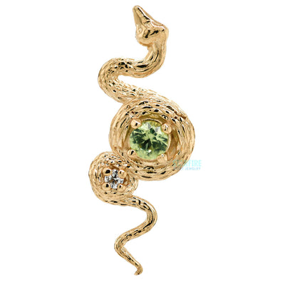 "Rebirth" Threaded End in Gold with Peridot & White Diamond