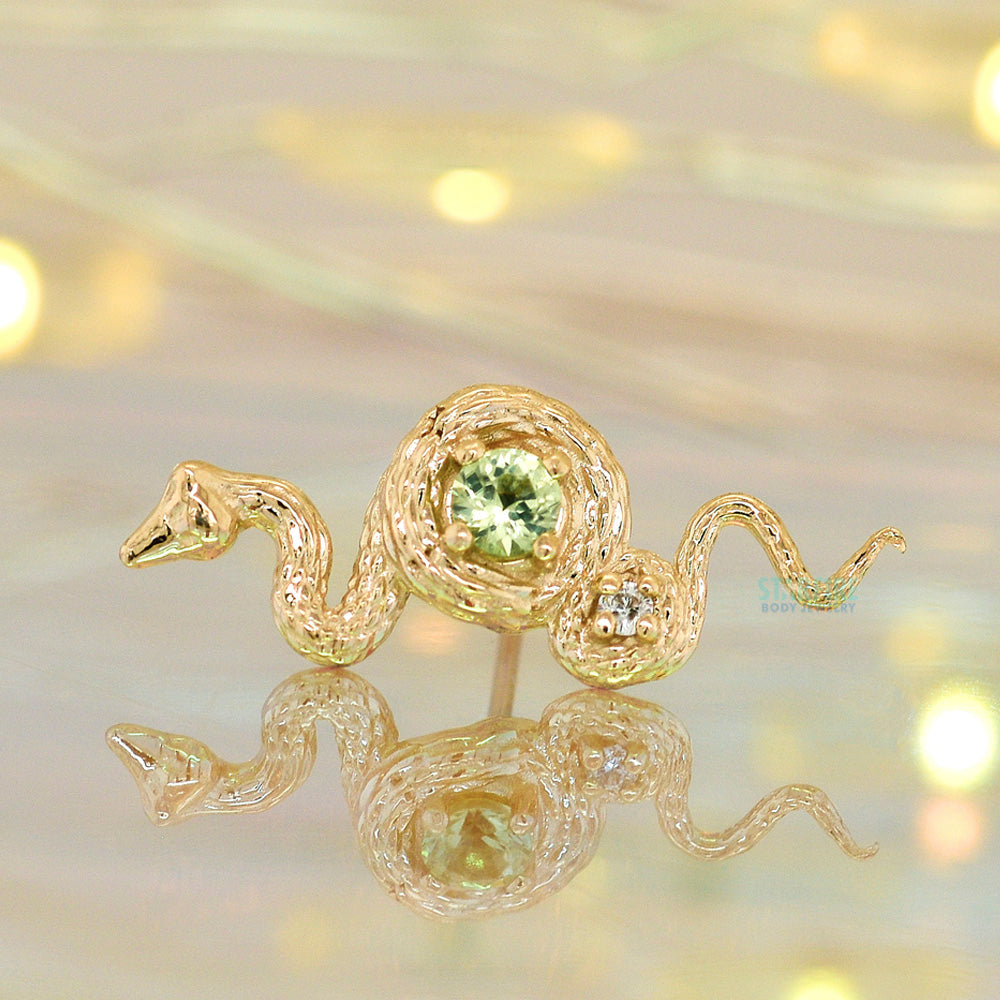 threadless: "Rebirth" End in Gold with Peridot & White Diamond