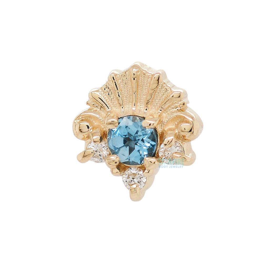 "Lennox" Threaded End in Gold with London Blue Topaz & White Diamonds