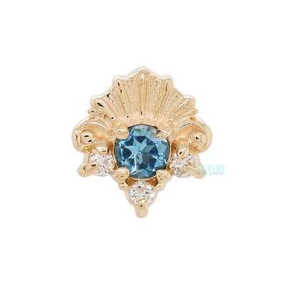 threadless: "Lennox" End in Gold with London Blue Topaz & White Diamonds