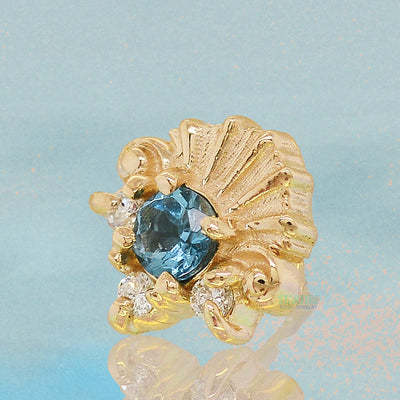 threadless: "Lennox" End in Gold with London Blue Topaz & White Diamonds