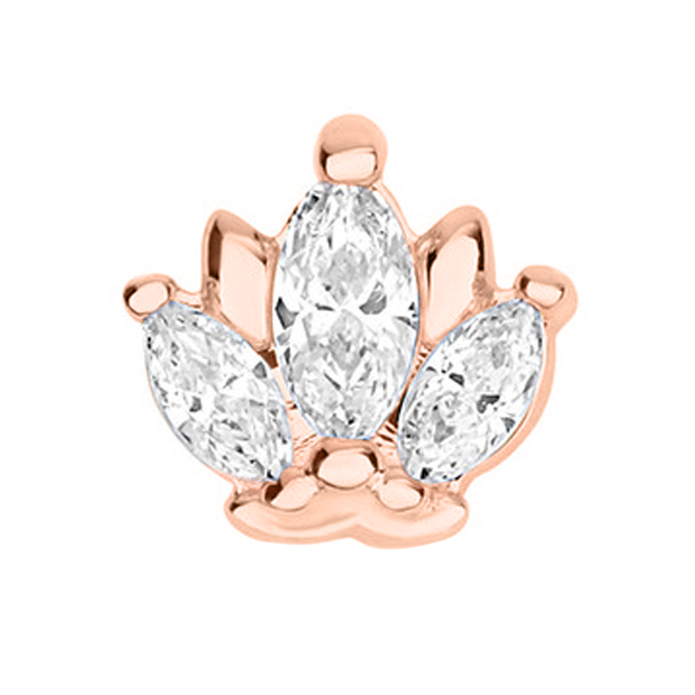 "Odysseus" with Faceted Gems Threaded End in Rose Gold