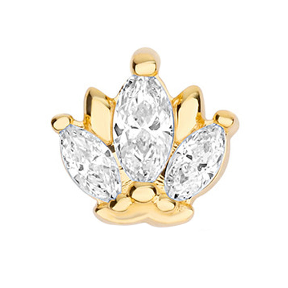 "Odysseus" with Faceted Gems Threaded End in Yellow Gold