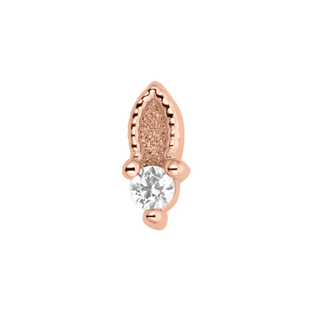 "Xiphos" with Faceted Gems Threaded End in Rose Gold