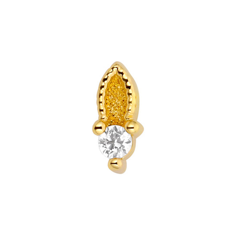 "Xiphos" with Faceted Gems Threaded End in Yellow Gold