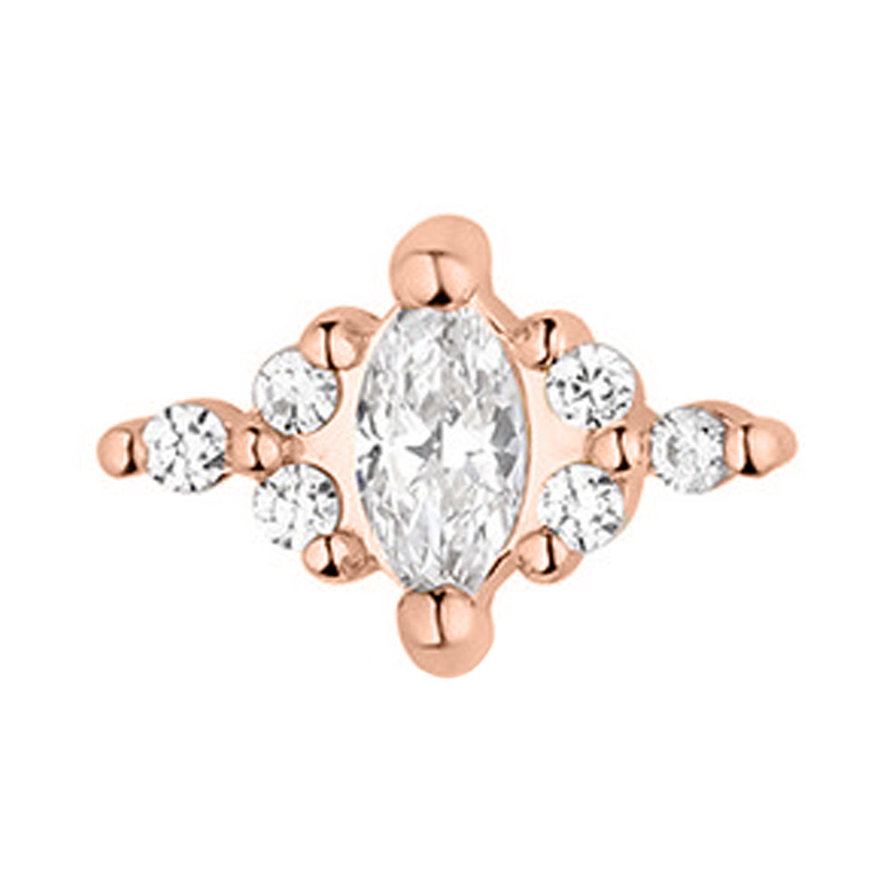 "Venus" with Faceted Gems Threaded End in Rose Gold