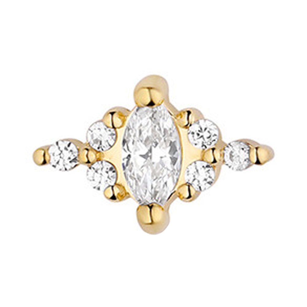 "Venus" with Faceted Gems Threaded End in Yellow Gold