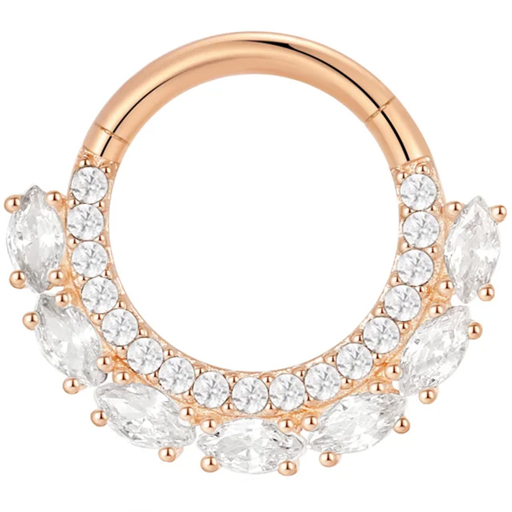 "Bitter Sweet" Hinge Ring / Clicker in Gold with White CZ's