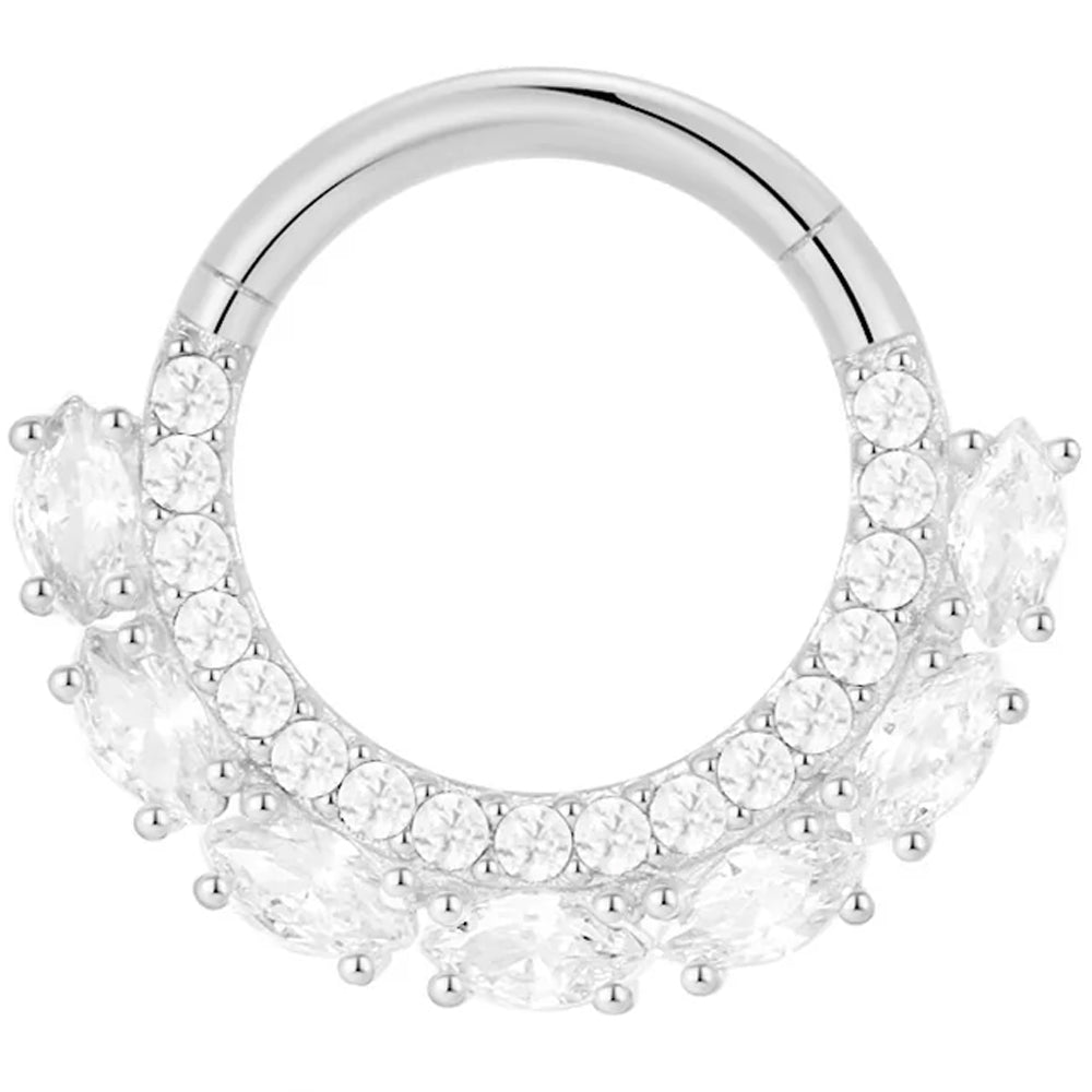 "Bitter Sweet" Hinge Ring / Clicker in Gold with White CZ's