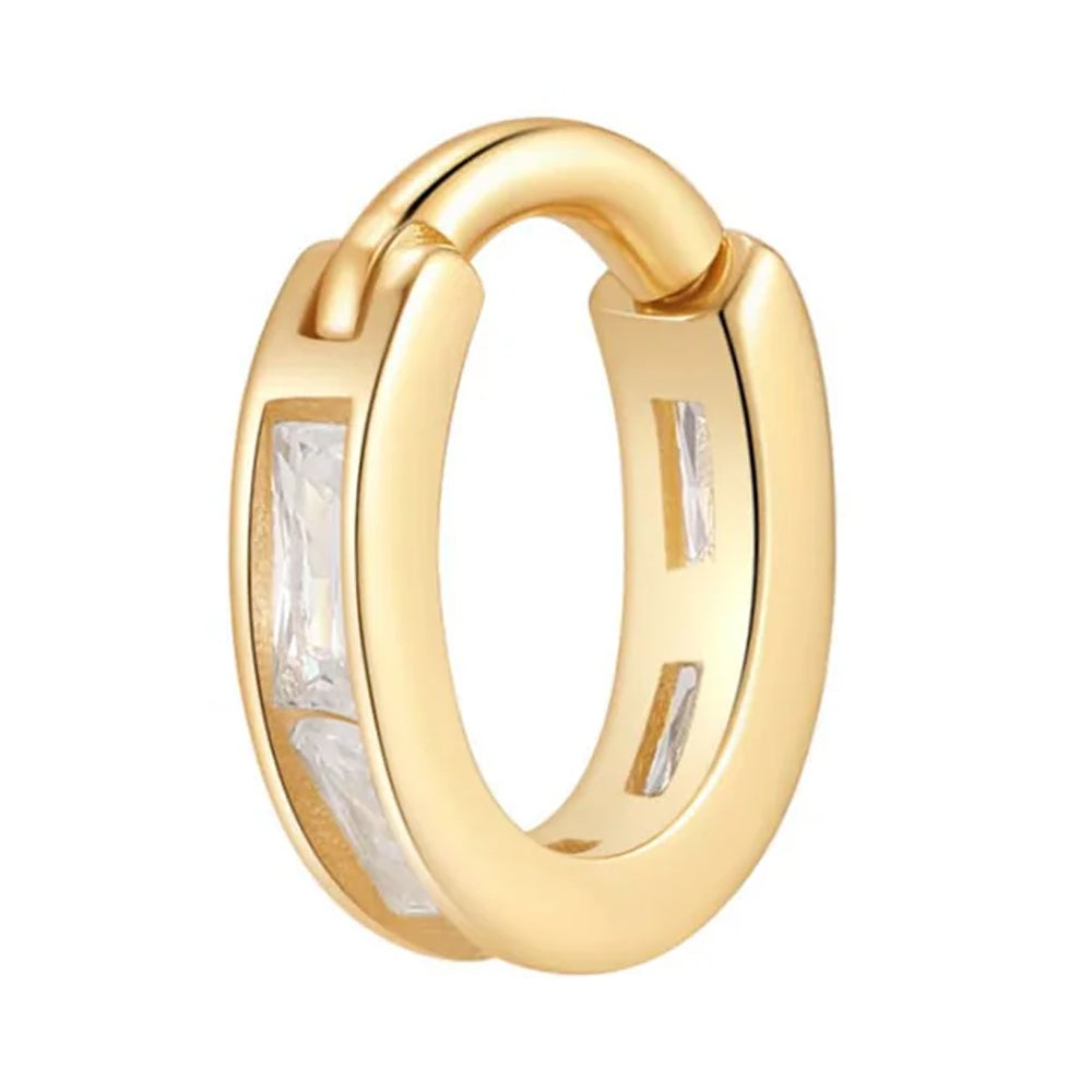 "Eternal" Hinge Ring / Clicker in Gold with White CZ's