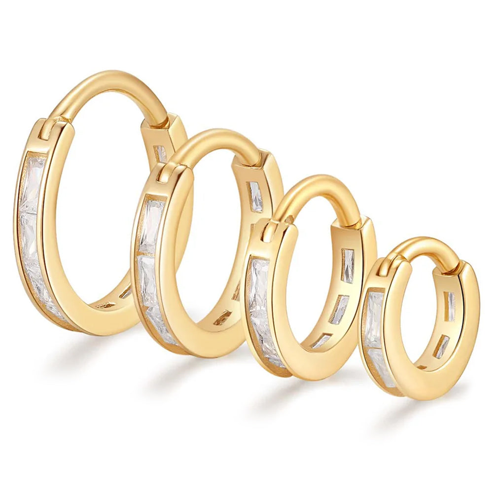 "Eternal" Hinge Ring / Clicker in Gold with White CZ's