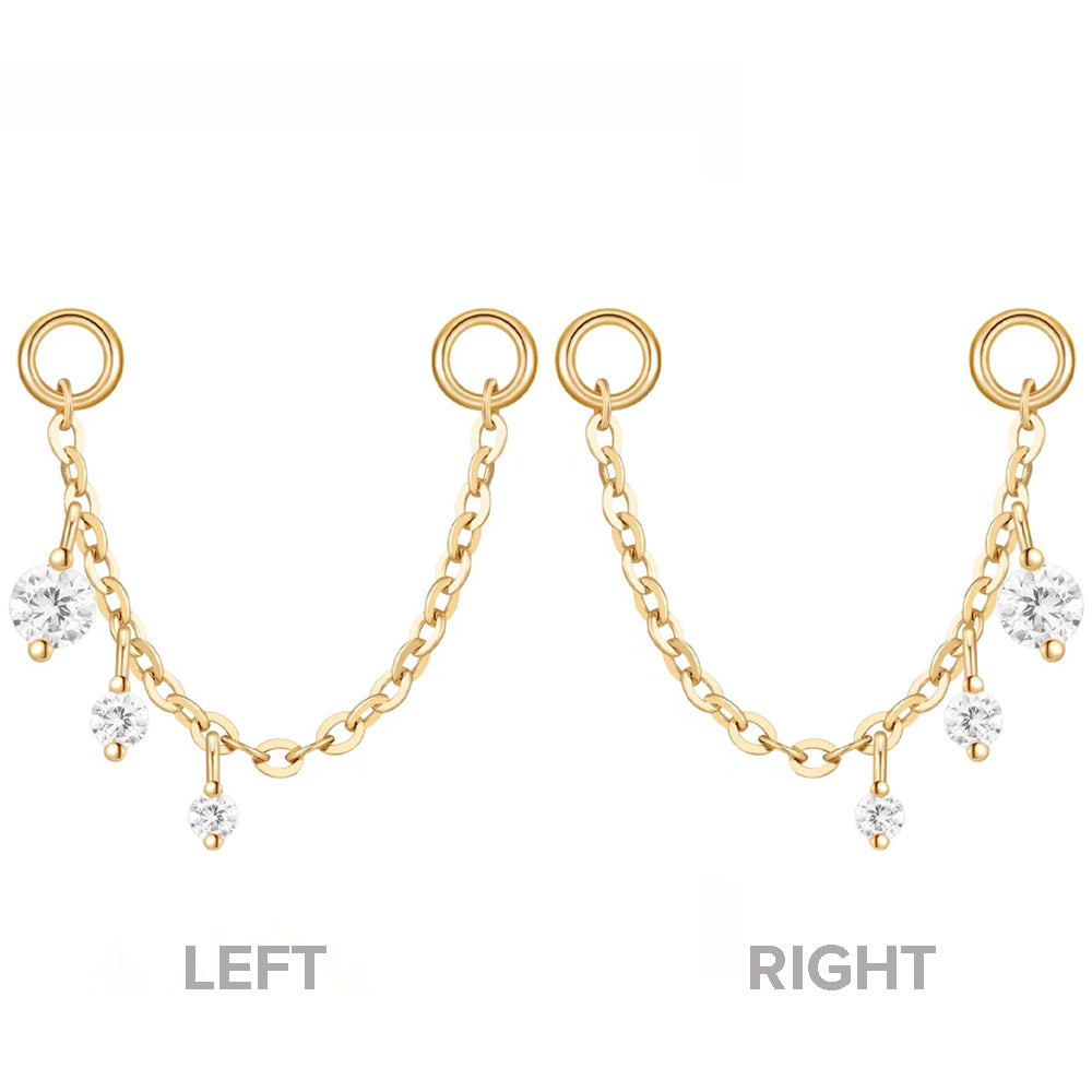 "Novella" Chain Attachment in Gold with White CZ's