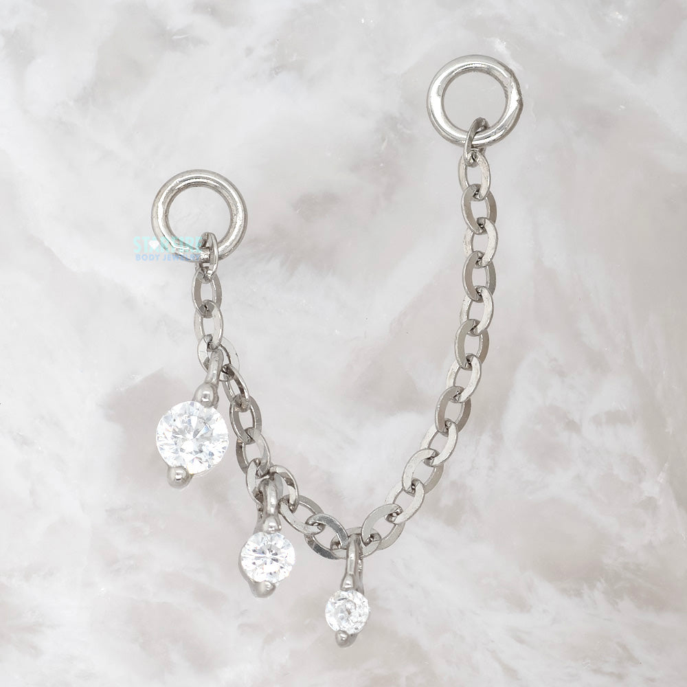"Novella" Chain Attachment in Gold with White CZ's