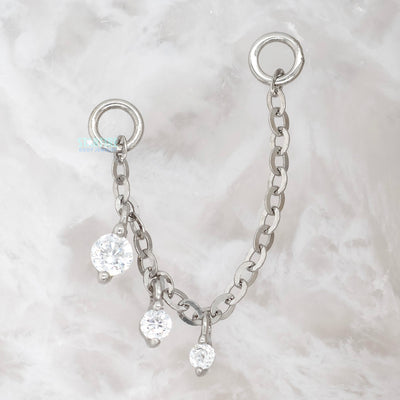 "Novella" Chain Attachment in Gold with White CZ's