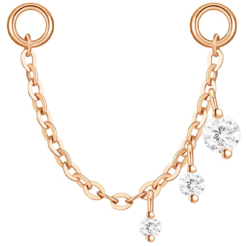 "Novella" Chain Attachment in Gold with White CZ's