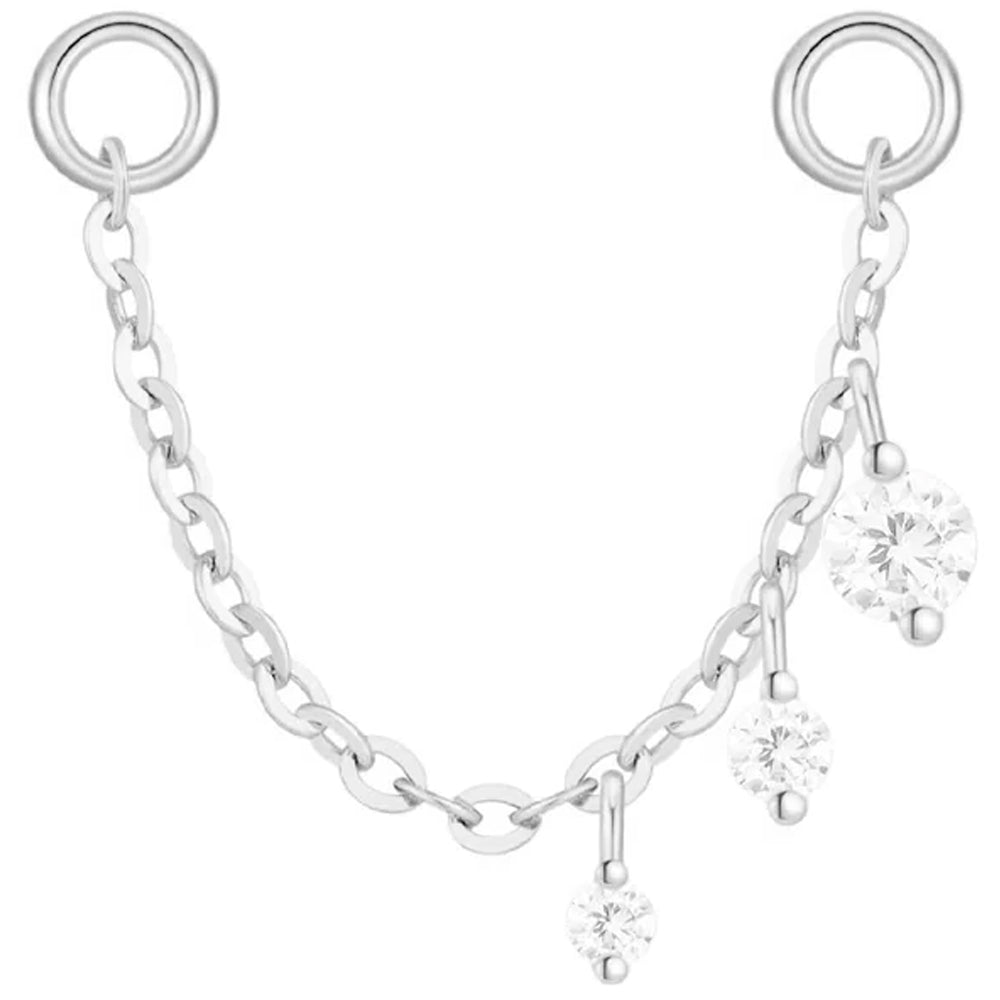 "Novella" Chain Attachment in Gold with White CZ's