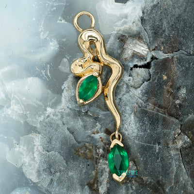 "Amaryllis" Snake Charm in Gold with Gemstones