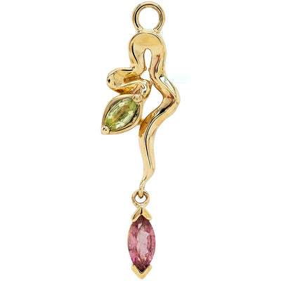 "Amaryllis" Snake Charm in Gold with Gemstones