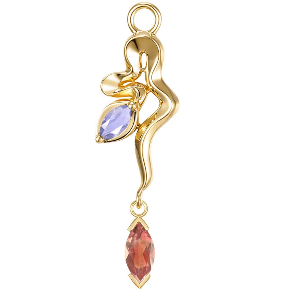 "Amaryllis" Snake Charm in Gold with Gemstones