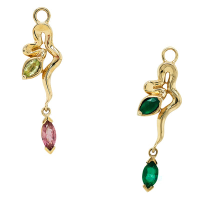 "Amaryllis" Snake Charm in Gold with Gemstones