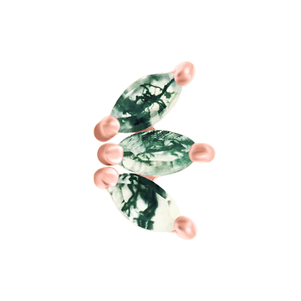 threadless: Marquise Fan End in Gold with Moss Agate