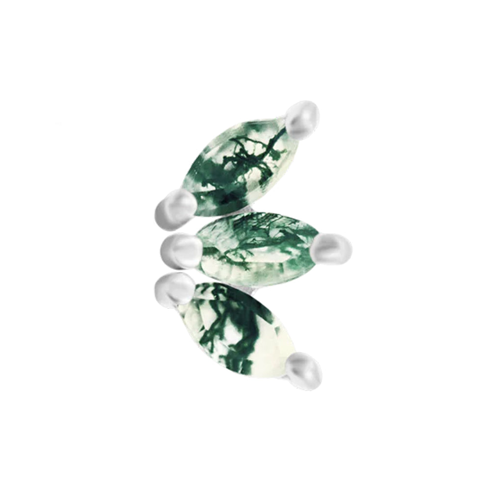 threadless: Marquise Fan End in Gold with Moss Agate