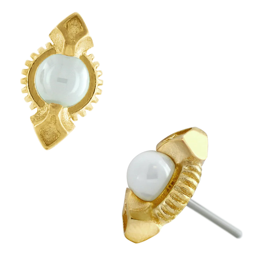 threadless: "Lumira" End in Gold with Ceramic Pearl