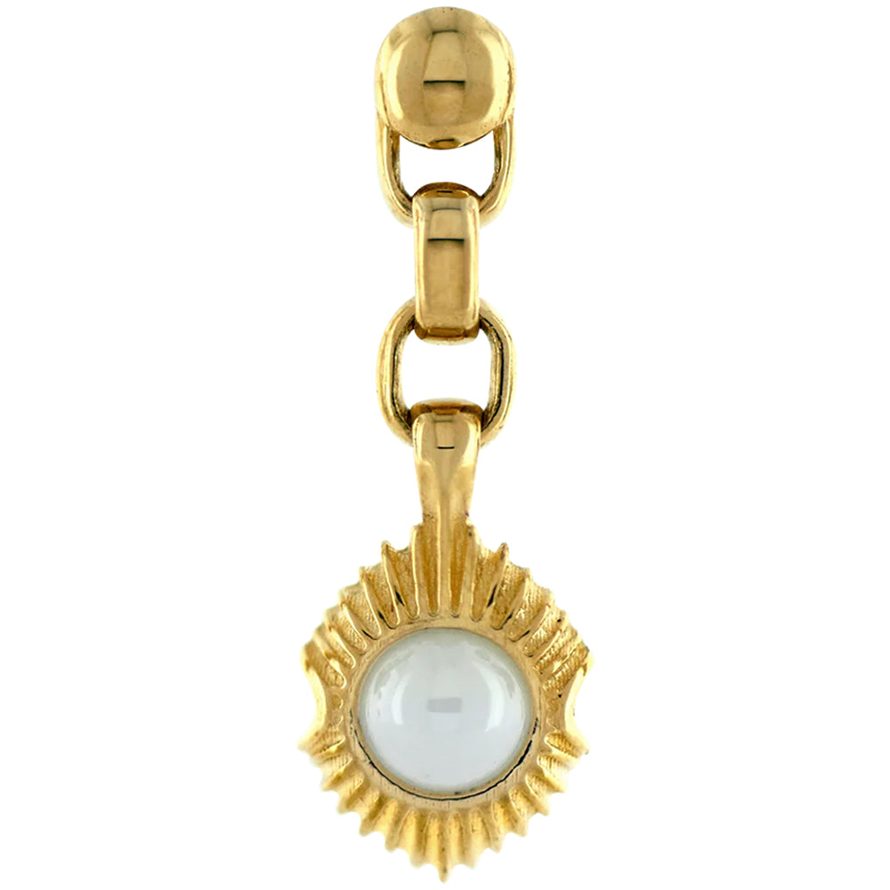 threadless: "Sunveil Dangle" End in Gold with Ceramic Pearl